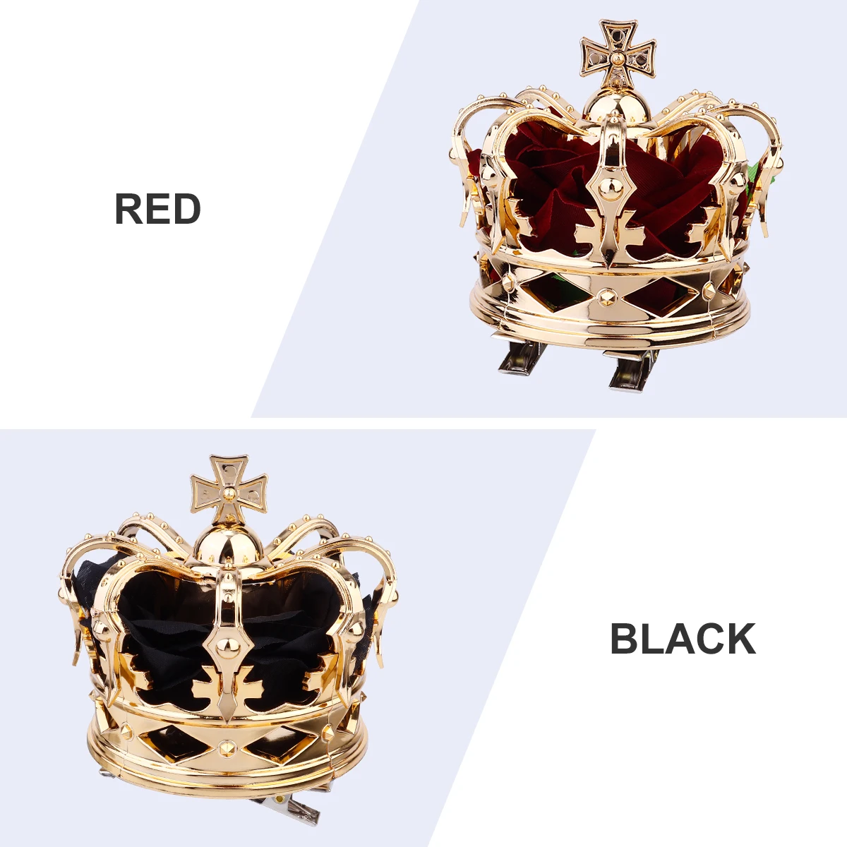 

1pc Red Golden Crown Hairpin Durable Three-dimensional Halloween Cosplay Party Queen Headdress Women Girls Hair