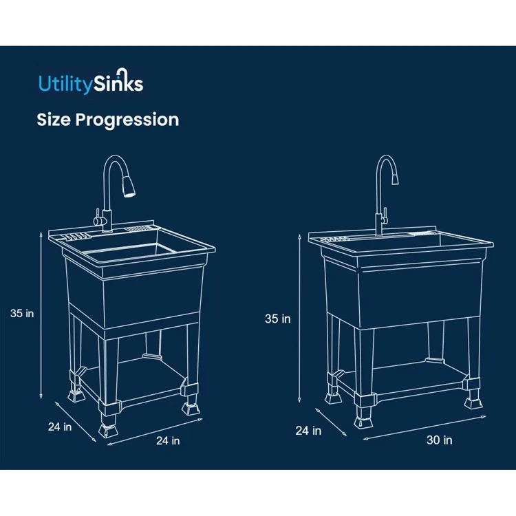 Plastic Freestanding 24 in x 24-Inch UtilityTub Heavy Duty Compact Utility Sink Ideal for Workshop, Laundry Room, Garage