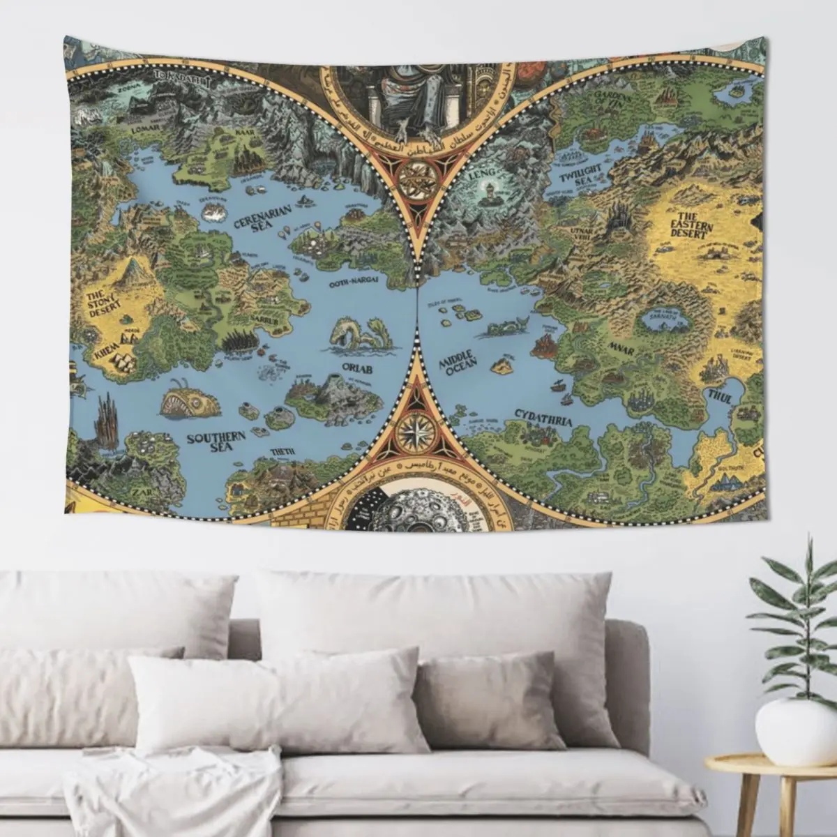 

HP Lovecraft Dreamland Map Tapestry Decoration For Bedroom On The Wall Wall Decorations Tapestry