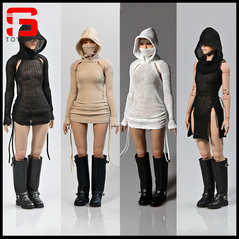 1/6 Scale Female Assassin Hooded Sweater Dress Backless Hoodie Clothes Model Fit 12'' JO TBL Worldbox Soldier Action Figure Body