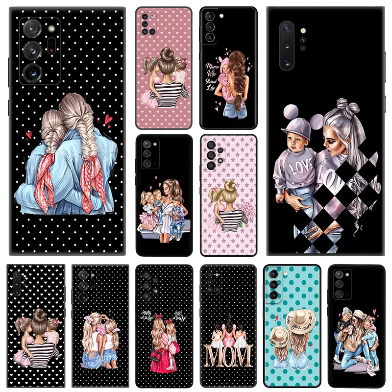 Phone Case for Samsung A35 5G A55 A02 A03 A04 A05 S8 S9 Note10 Plus 9 8 a05s Super Baby Mom Girl Boy Soft Black Silicone Cover