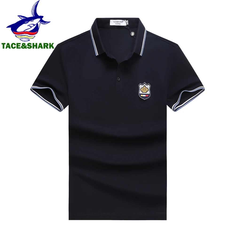 TACE&SHARK Luxury Polo Shirt Brand Shark Camisa Masculina Gray Mens Polos Shirts 2024 Summer Fashion Solid Color Tops