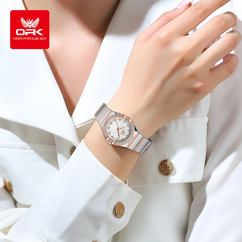 OPK Women's Watches 6042 Luxury Fashion Original Quartz Watch for Lady Elegant Small Dial Waterproof Stainless Steel Luminous