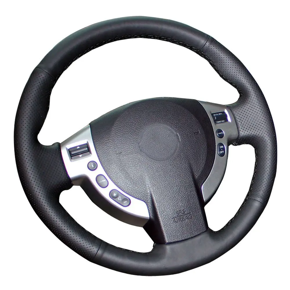 

Black Perforated Leather Steering Wheel Cover For Nissan Rogue X-Trail Sentra 2007-2013 DIY Installation
