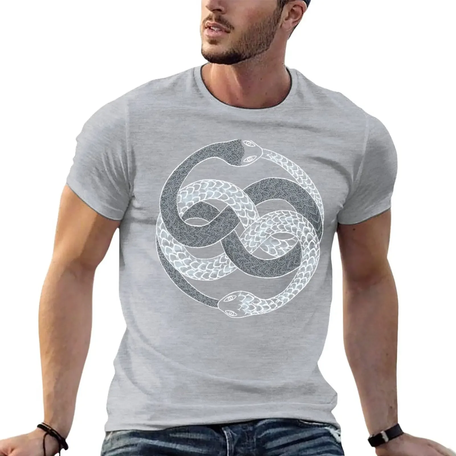 Auryn Uroboros Slang Bijt Zijn Eigen Staart Nooit Eindigend Verhaal T-Shirt Zweet Op Maat Gemaakte Mannen Kleding Korte Mouw Katoen Nieuwe Aankomst