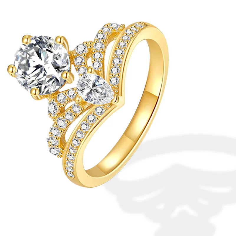 

1.46CTW Moissanite Engagement Ring 925 Sterling Silver 18K Gold Plated Pear Accent Women Jewelry Bling Anniversary Gift Ring