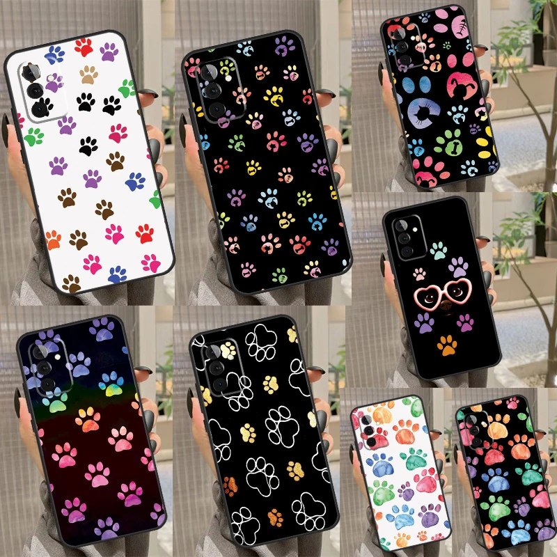 Watercolor Paw Prints Case For Samsung Galaxy A14 A54 A34 A24 A52 A32 A22 A12 A51 A71 A33 A23 A13 A53 Cover Funda