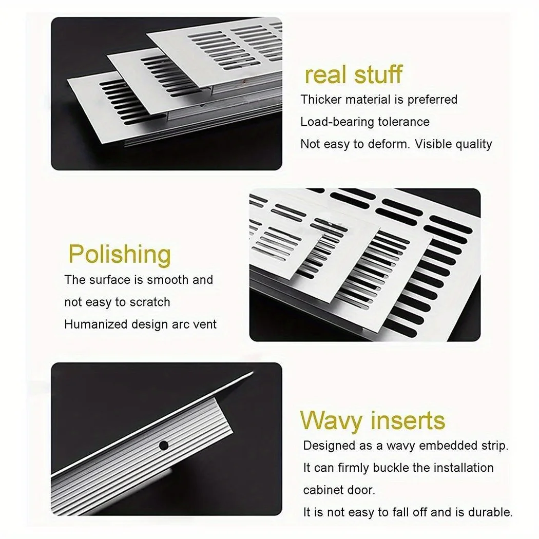 2pcs 80mm Ventilation Grille Aluminium Alloy Air Vent Grill Cabinet Wardrobe Ventilation Grille Cover Furniture Breathable Mesh