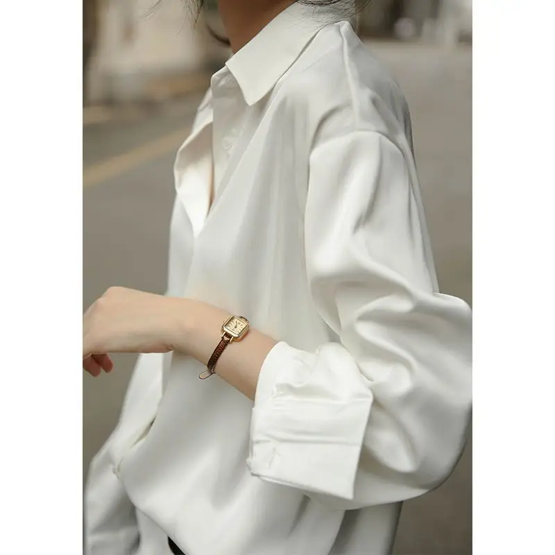 Fashion Lapel Button Loose Solid Color Korean Shirt Women\'s Clothing 2023 Spring New Casual Tops All-match Office Lady Blouse