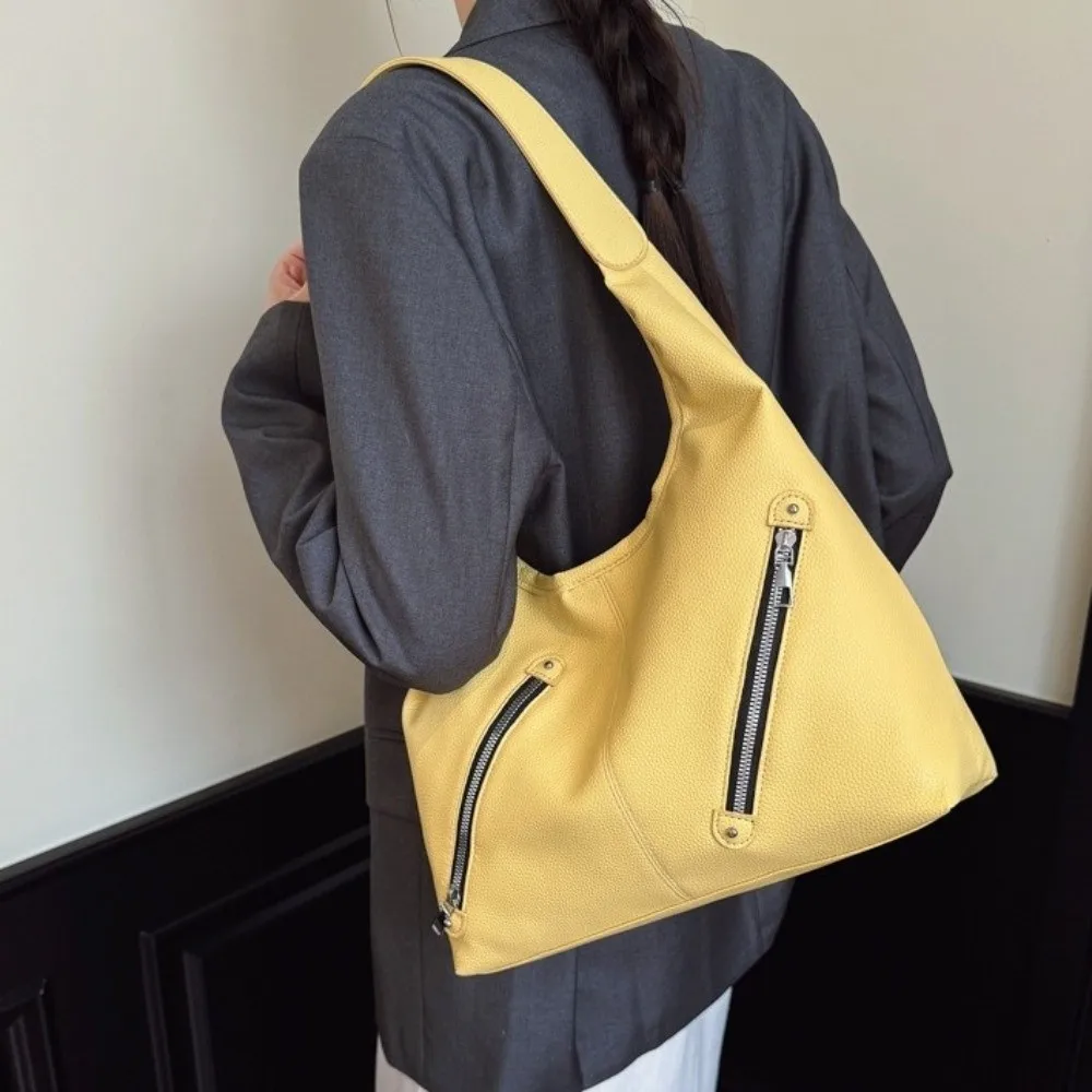 

Сплошной цвет, мягкая сумка на плечо из искусственной кожи, корейский стиль, карманы, сумка подмышки, защита от брызг воды, большая вместительная женская сумка-хобо, дорожная сумка
