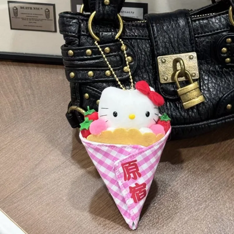 

Harajuku Ретро клубничный креп Hellokittys десерт плюшевая кукла для девочек Y2k сумка кулон мультяшный брелок украшение подарок на день рождения