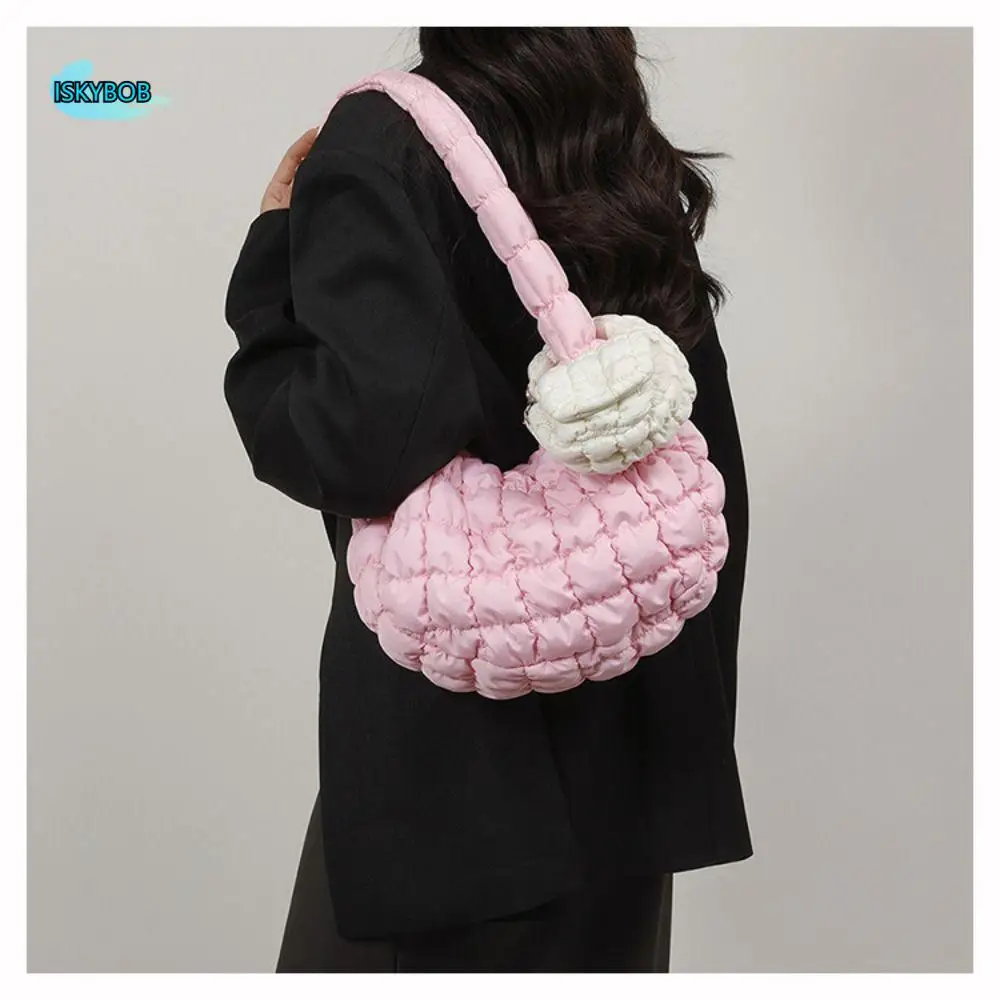 Elegant Solid Color Cloud Pleated Coin Purse Mini Handbag Quilted Small Wallet Hanging Korean Style Card Bag Travel