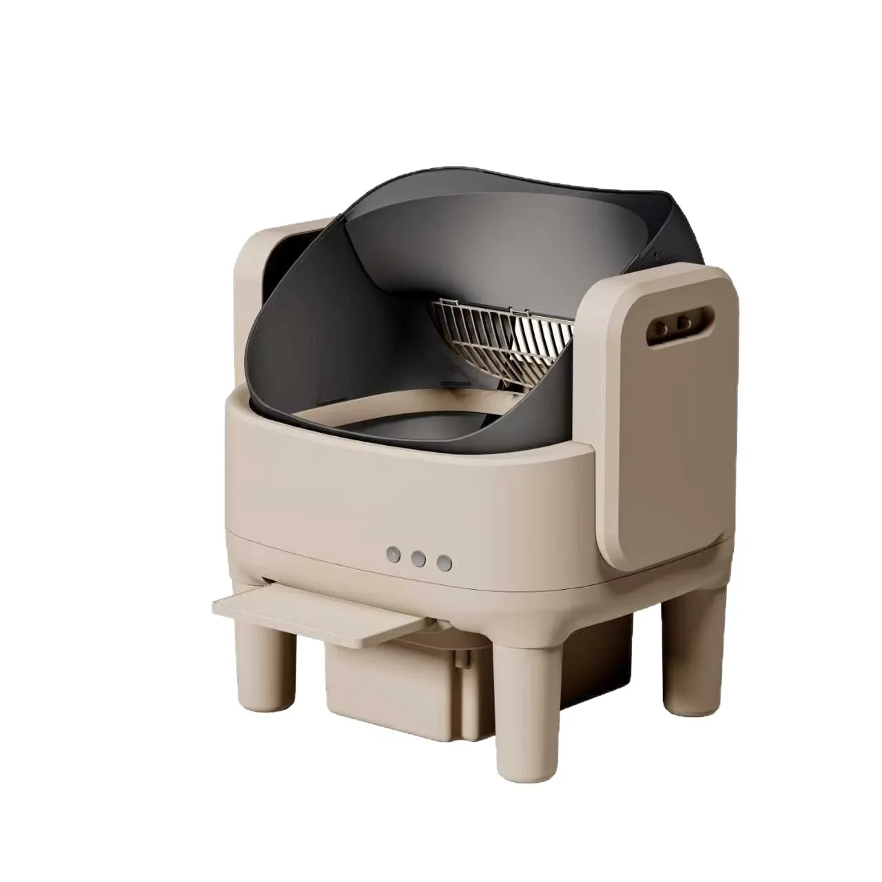 75L Fully Automatic Open-Top Smart Cat Litter Box with Stainless Steel Basin Odor-Proof Extra Large Pet Toilet Cleaner