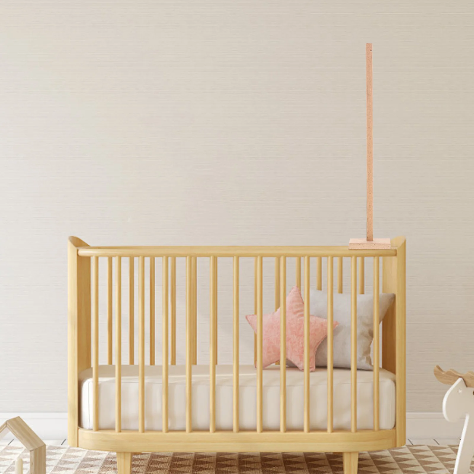 

Sturdy Wooden Baby Hanger Accessories Durable Holder Arm Nursery Decor Bed Bell Holder Bracket Removable Stand Bassinet Stand