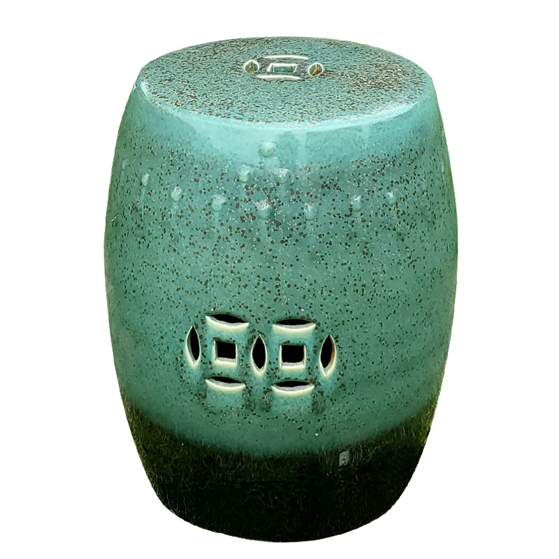 Chinese Kiln Green And Black Color Changed Glaze Porcelain Drum  Stool image 5