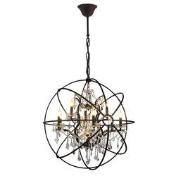 Vintage Crystal Chandelier Church living room light Mid century Rustic Candle Chandeliers globe birdcage LED lighting