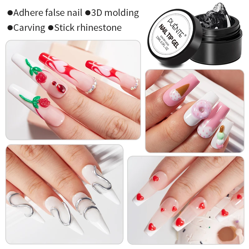 Vaste Nageltip Gel Voor Het Snel Verlengen Van Nail 15Ml Functie Gellak Heldere 3d Modellering Carve Gel Doorweekt Uv Nagelgellak