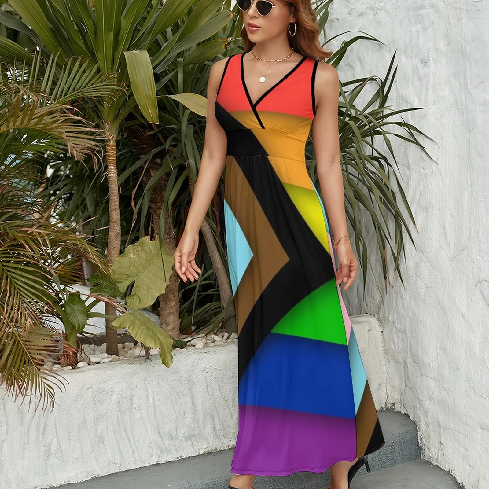 Vestido sin mangas con bandera de orgullo para mujer, vestidos elegantes, vestido femenino