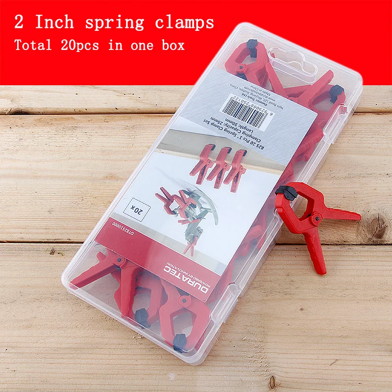 20Pcs Woodworking Spring Clamps Set 2 inch A-shape Plastic Wood Clips Carpentry Nylon Mini Photo Frame Clamp Diy Tools in a Box