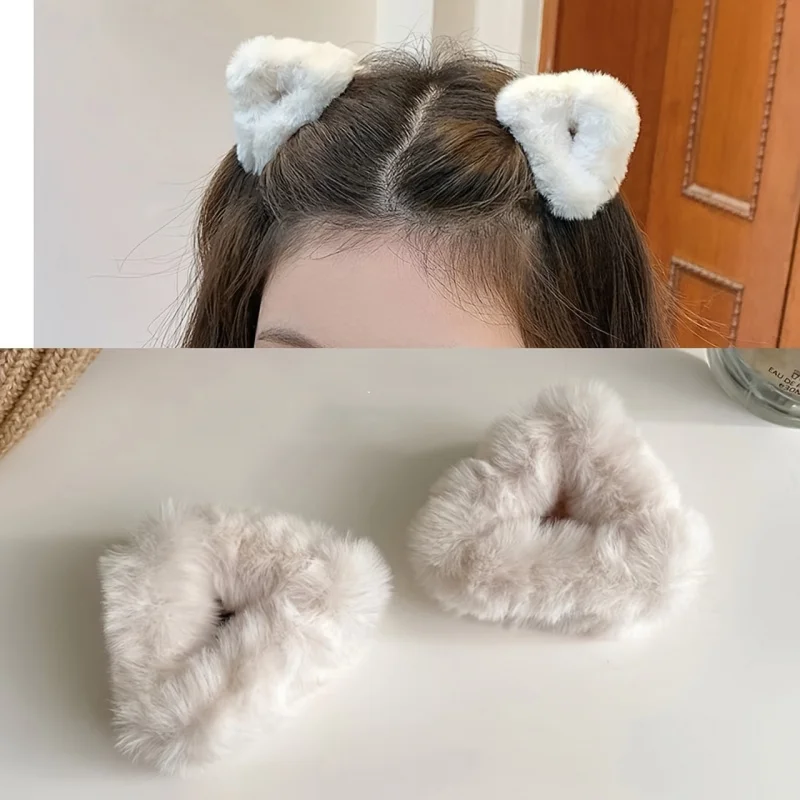 Niedliche Plüsch-Katzenohren-Haarspangen für Frauen, bezauberndes, flauschiges Haar-Accessoire für Ponyhaare und Pferdeschwänze, verspieltes Design für jeden Anlass. – Detail 3