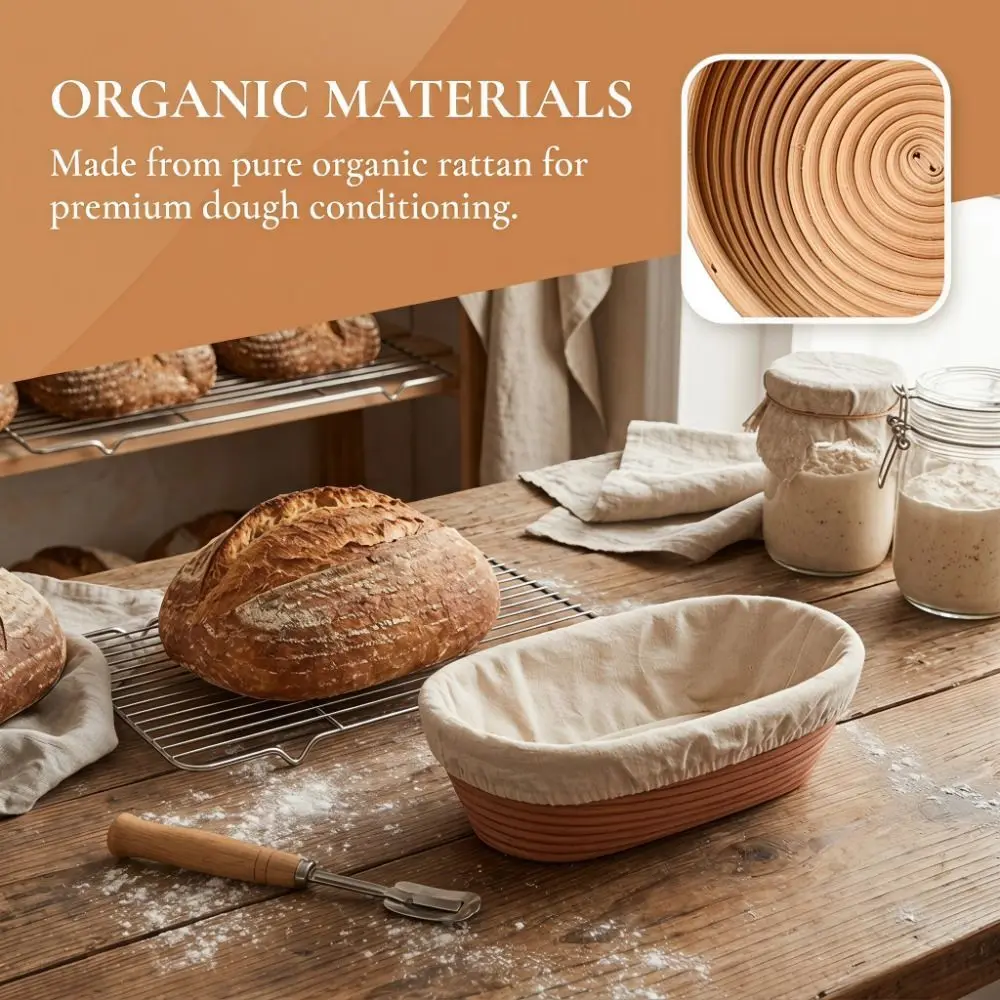 Round & Oval Bread Proofing Basket Decorative Cloth Liner Rattan Fermentation Bowl Creative Durable Dough Rising Rattan Basket