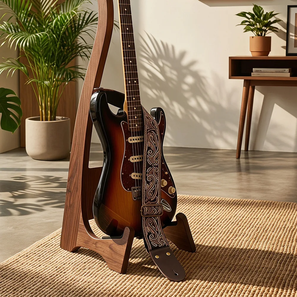 Verstellbare Gitarrengurte mit Stickerei-Druck, Verdickter Gitarrengurt für Folk-, E-Gitarren, Bässe und Ukulelen – Detail 9