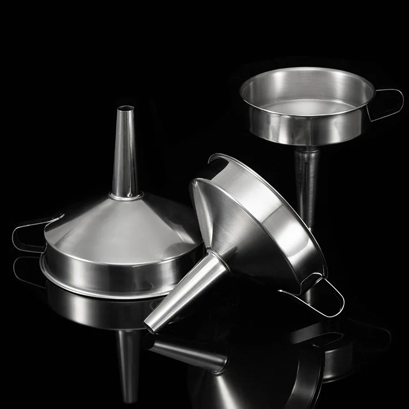 Stainless Steel Funnel With Handle Kitchen Oil Wine Transfer Funnel
