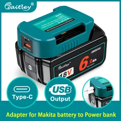 Adaptador de Carregamento Rápido para Makita Bateria, 18V, 14V, Baterias BL1860, Onvert para Power Bank com Interface de Saída Dupla, Rack Portátil