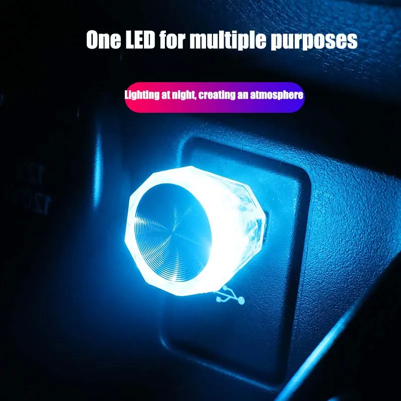 LED Car USB Atmosphere Lamp Wireless Flash Colorful Lights Auto Decoration Lighting Night Lights Computer Mobile Power Charging