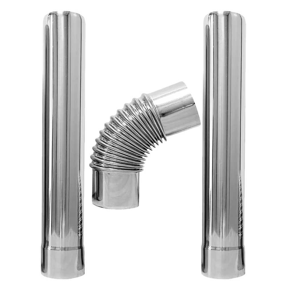 

3Pcs Stainless Steel Gas Water Heater Flue Pipes 90 Degree Elbow Straight Chimney Vent Tube High Temperature Resistant