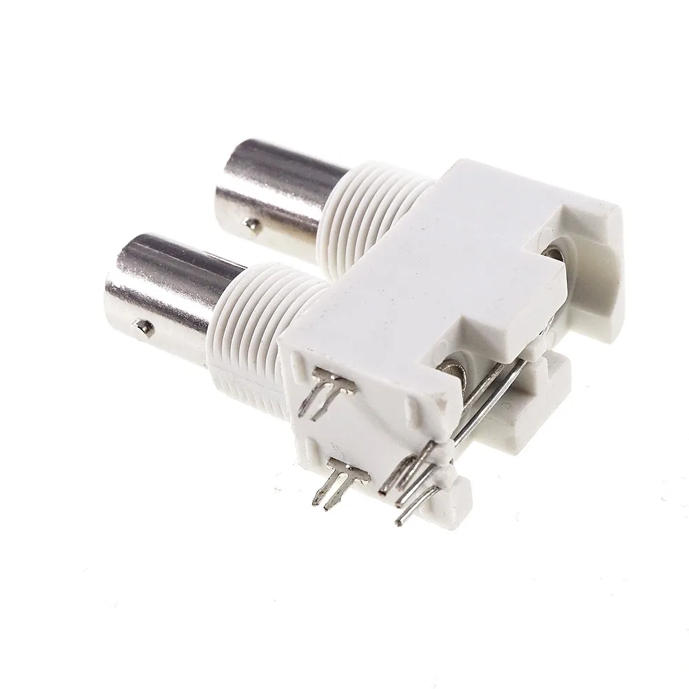 2 20 200 Pcs Dual BNC Connector Jack Female Socket 50 Ohm Panel Mount Through Hole Right Angle Solder 2 Ports