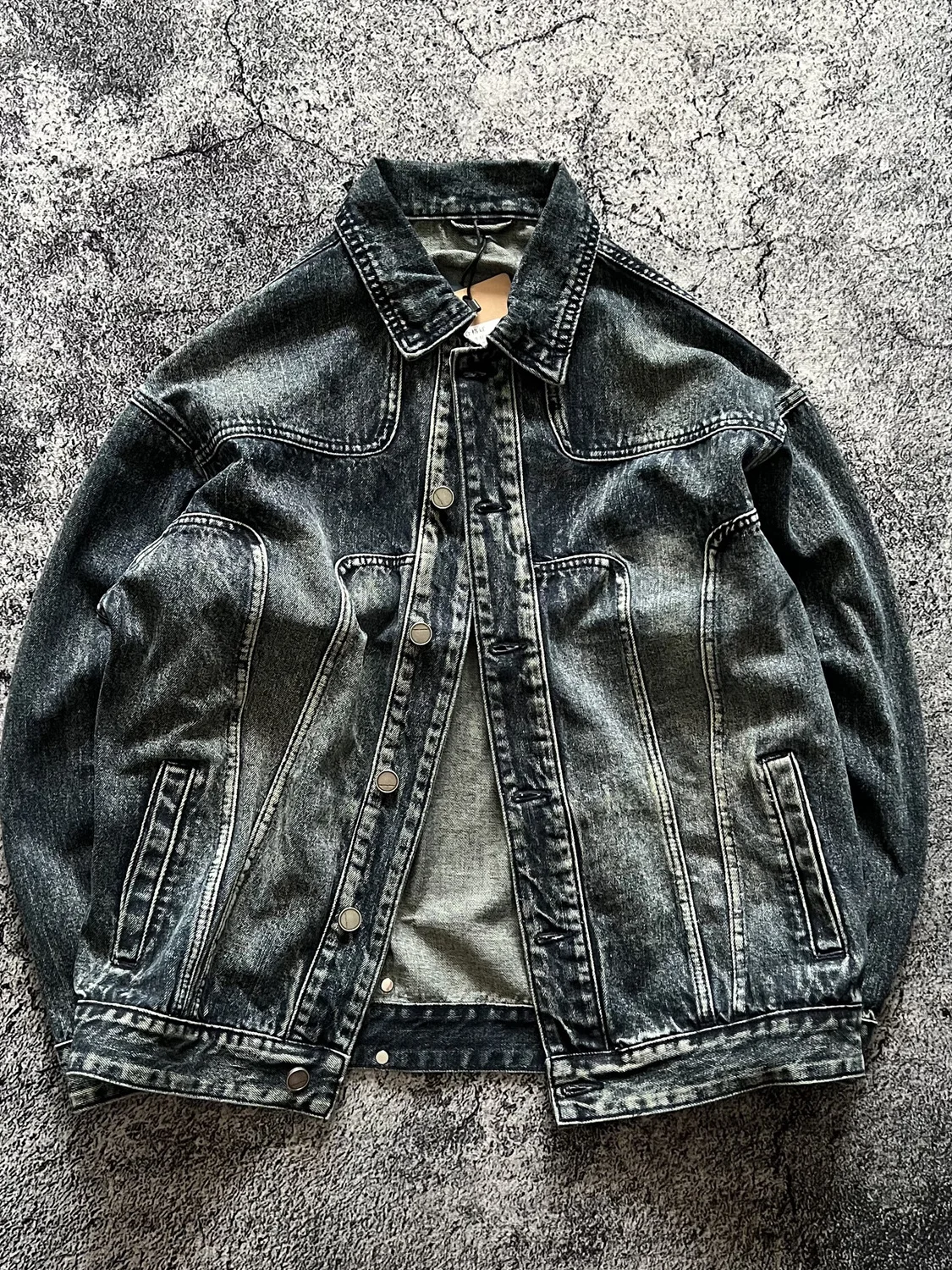 

Slim Fit ey Blue Denim Jaet Sli Retro American Brand Spring Autumn Outerwear Cotton Polyester Blend Youth Faion