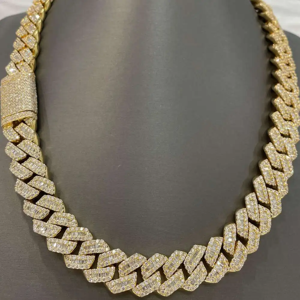 

Popular Iced Out Cuban Link Chain 18mm Vvs Moissanite Diamond Cuban Link Chain Hip Hop Miami Cuban Chain