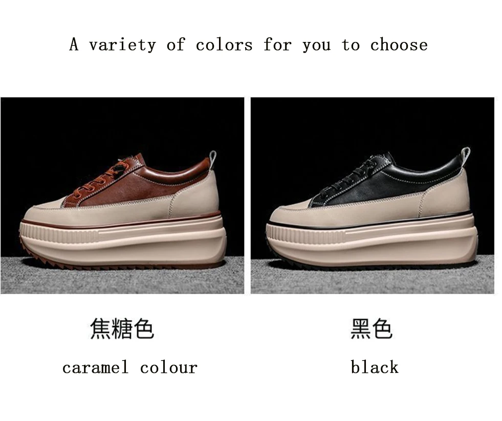 Spring Chunky Sneakers Warm Casual Vulcanized Shoes Woman High Platform Boots 7CM Lace Up High Top Autumn Leather Fashion Winter