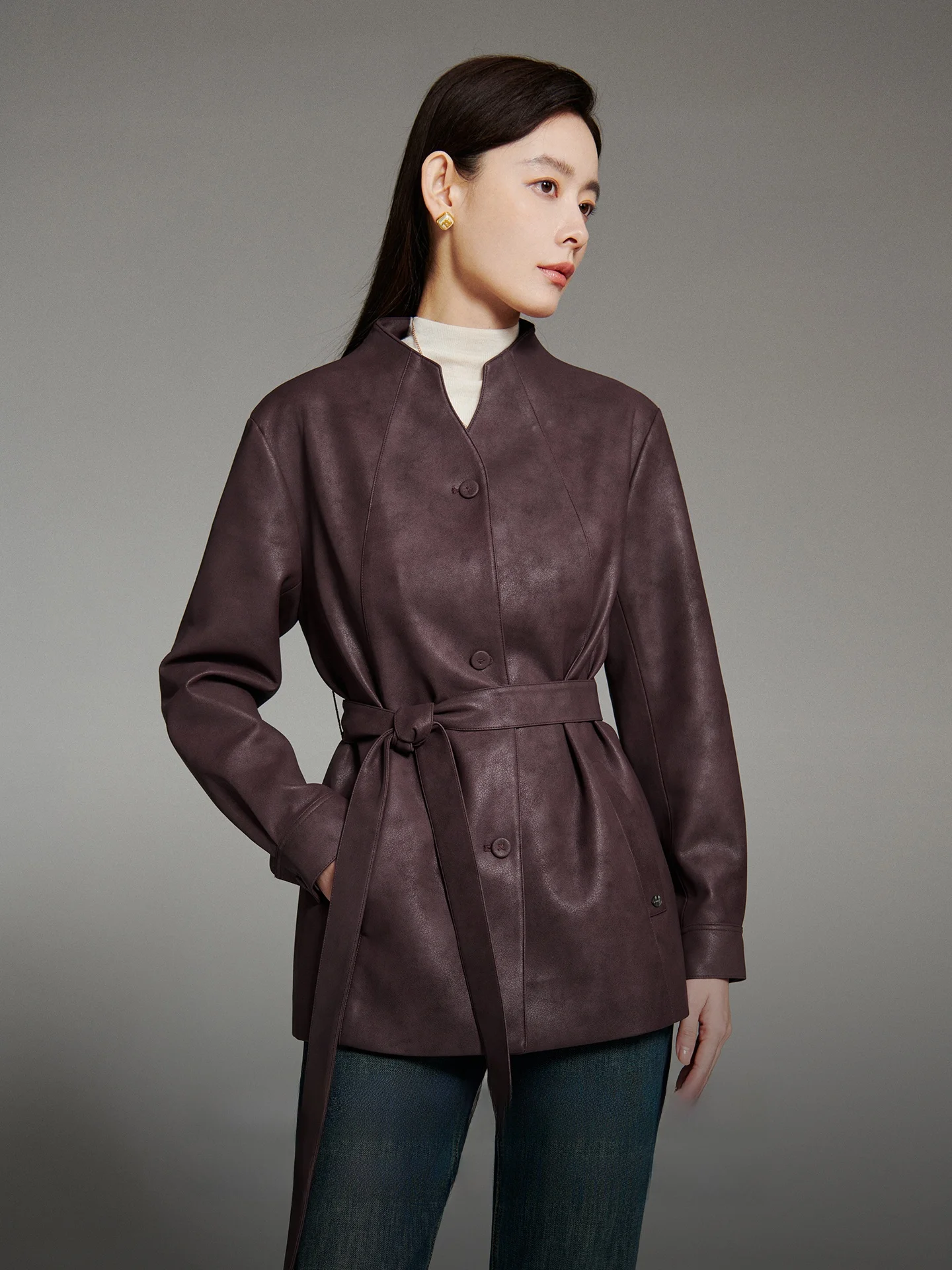 CVANEA High-End Zacht PU Leer Jaet Dames Herfst Winter Warm Recht Uitgesneden Afslanken Bovenkleding Woon-werkverkeer Sle Knoopsluiting