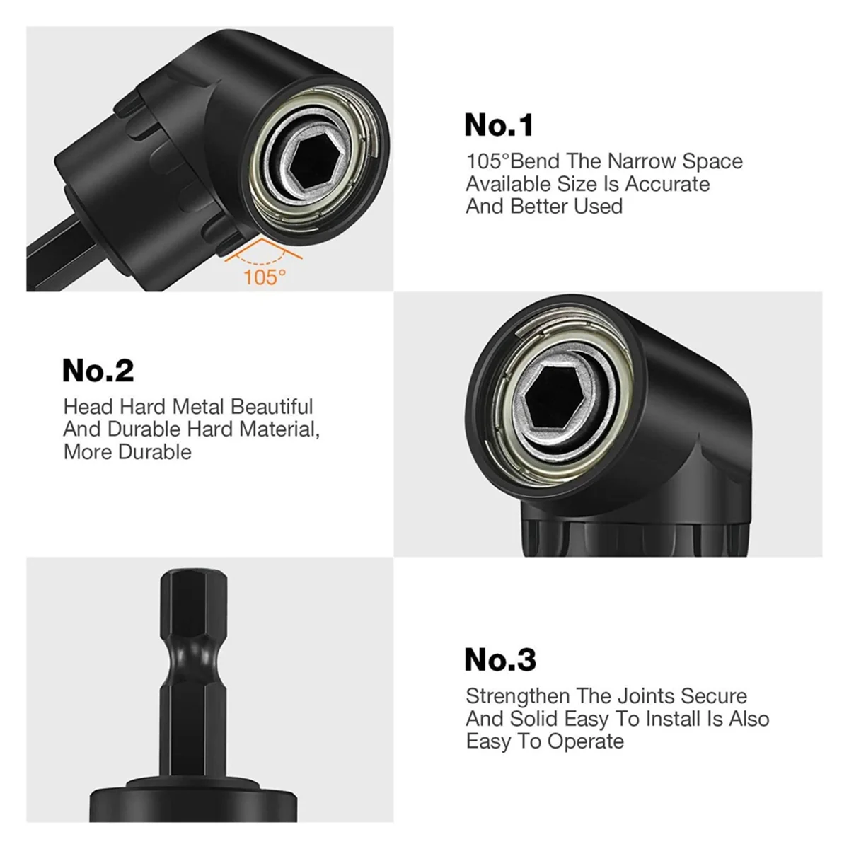 A002 4PCS Right Angle Drill Attachment Impact Grade Power Hand Tool Driver Rotatable Socket Adapter Extension Set