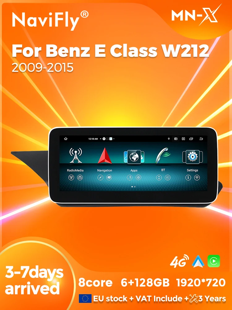 Navifly android 14 4g lte carplay all-in-one für mercedes e-klasse w212 s212 auto multimedia player android auto apple carplay