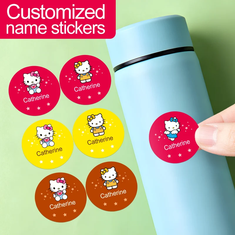 

Personalized Sanrio Hello Kitty Name Stickers-Multiple HelloKitt Pattern Lovely Cartoon Labels Highquality Print For Party Gifts