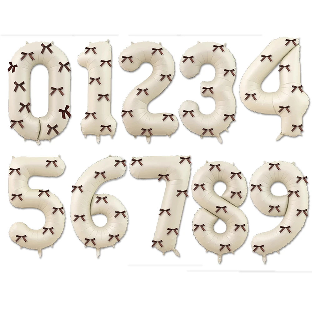 40 بوصة كريم أبيض عدد 0-9 بالونات القوس خمر الديكور الأطفال الكبار حفلة عيد ميلاد لوازم الزفاف احتفالي الديكور #2