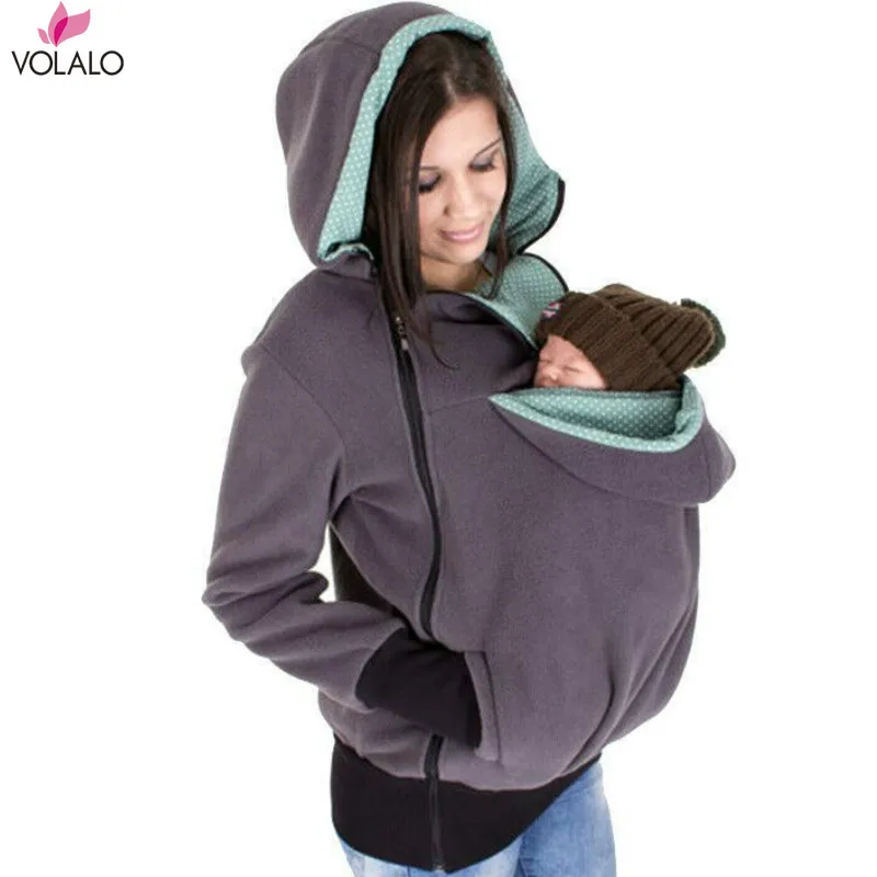 VOLALO Exclusive Real Baby Wearing Carrier Hoodie Jacket Coat Sweatshirt Mother Babywearing Multifunction Kangaroo Clothes