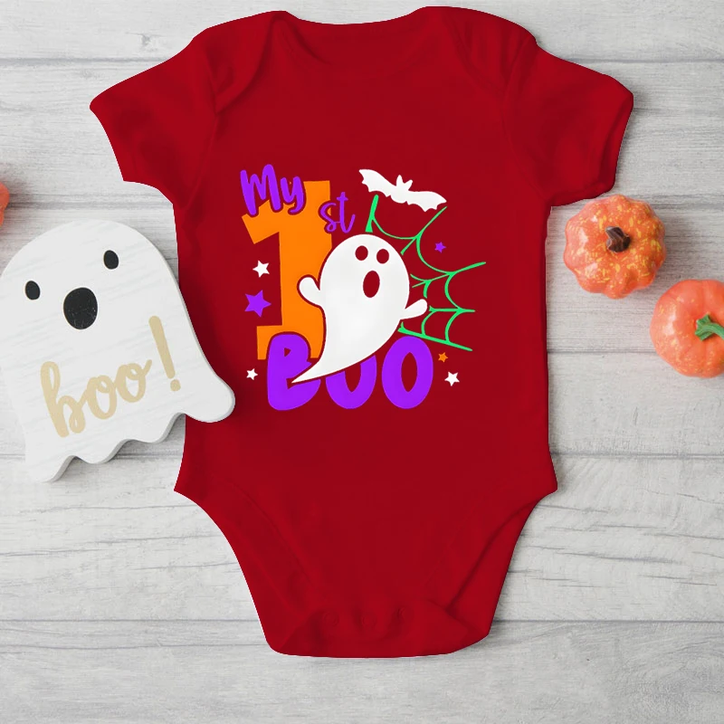 Cotton Baby Bodysuit My 1St Boo with Cute Ghost Halloween Newborn Girl Boy Bodysuits Cute Ghost Print Baby 1St Halloween Onesie