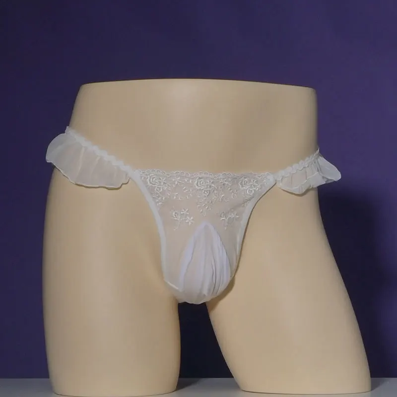 الدانتيل والتطريز الرجال بوق الحقيبة الحرير زلة رصاصة فصل الملابس الداخلية منخفضة الخصر اليابانية g-سلسلة T-الظهر ثونغ سيسي نوم