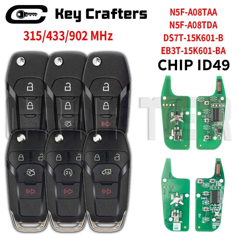 

Crafters 315 N5F-A08TAA 433 DS7T-15K601-B 902MHz N5F-A08TDA Flip Remote Car Key For Ford Transit Explorer Fusion F150 2013-2021