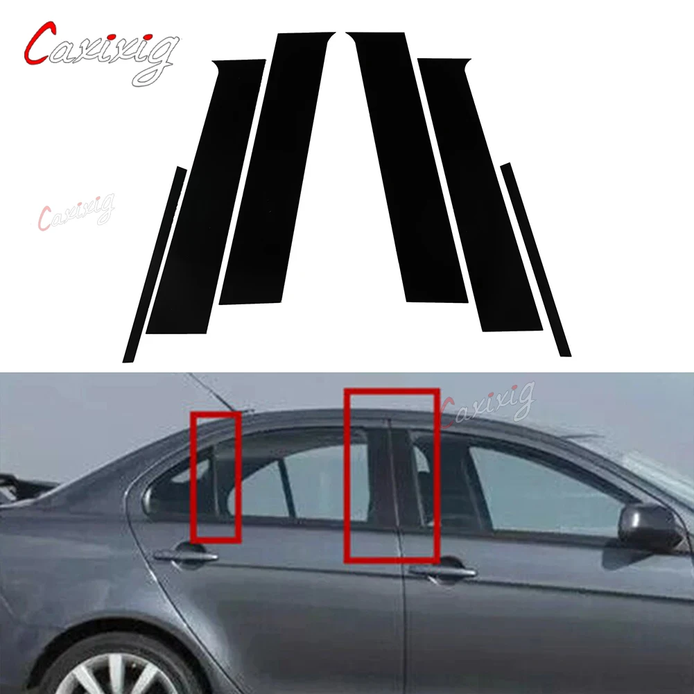 6pcs Pillar Posts Door Window Trim BC Column Sticker Exterior for Mitsubishi Lancer Sedan/EX/Galant Fortis 2008-2017