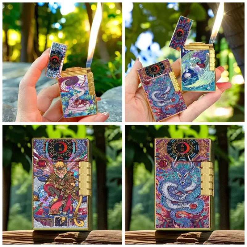 2026 Chinese Zodiac Lantern Lighter Crisp Steel Sound Metal Side Sliding Grinding Wheel Flip Inflatable Igniter Personalized Men
