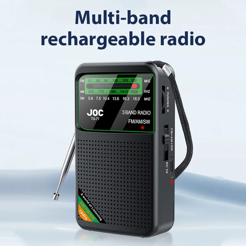 Radio portatile AM/FM/SW Radio tascabile con batteria ricaricabile Buona ricezione Supporta auricolari cablati Mini ricevitore FM Radio