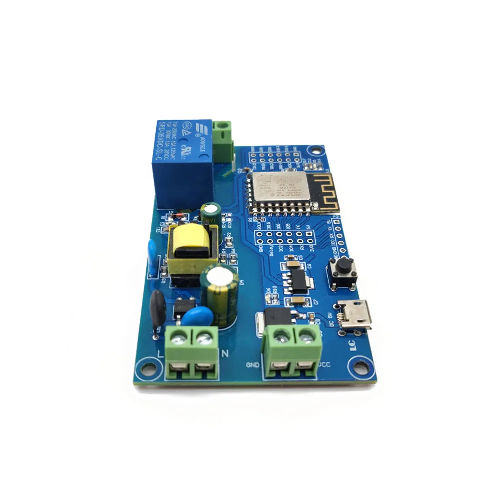ESP8266 WIFI Wireless Relay Module ESP-12F AC90-250V/DC7-12V/USB5V Power Supply Development Board Remote Control Smart Home