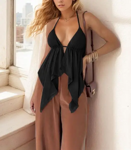 

2026 Summer Sexy Women's Backless Hanging Neck Vest with Unique Design Sense, Niche Top