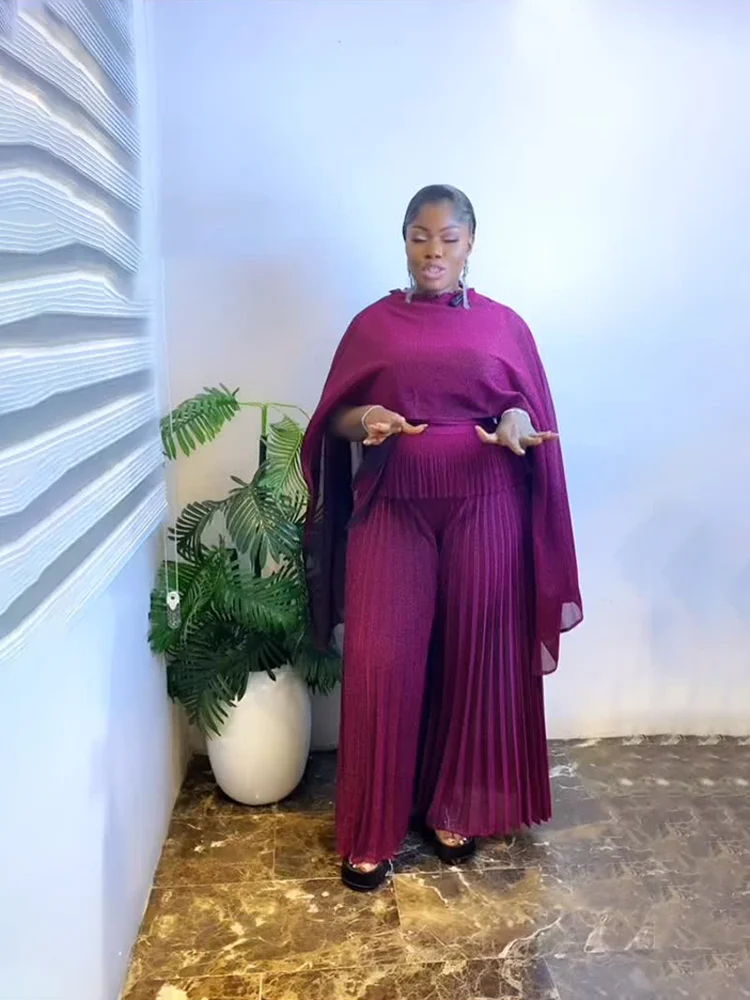 

ANLAN Новые женские стильные вечерние платья макси с высоким и низким вырезом, комплект из 3 предметов, однотонное высококачественное плиссированное длинное платье с накидкой и рукавами 2AN9618