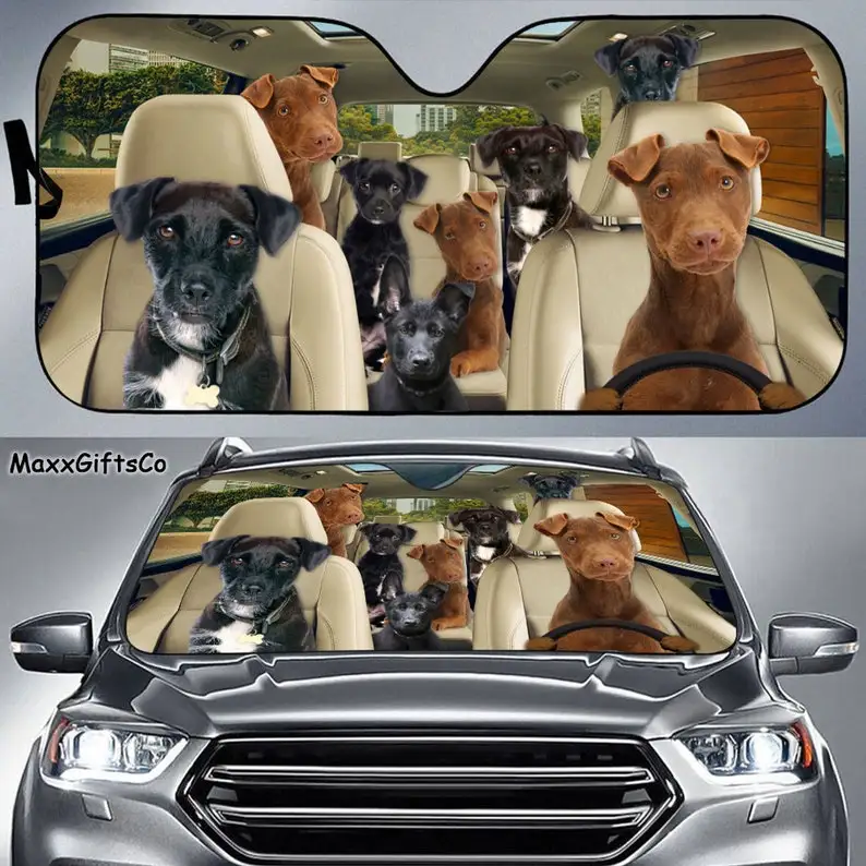 

Patterdale Terrier Car Sun Shade, Patterdale Terrier Windshield, Dogs Family Sunshade, Dog Car Accessories, Car Decoration, Gift